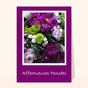 Carte condoléances fleurs : Condoleances affectueuses pensées