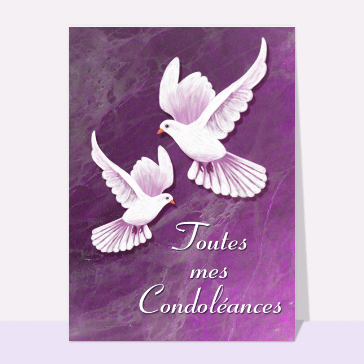 carte condoléances : Toutes mes condoleances colombes blanche