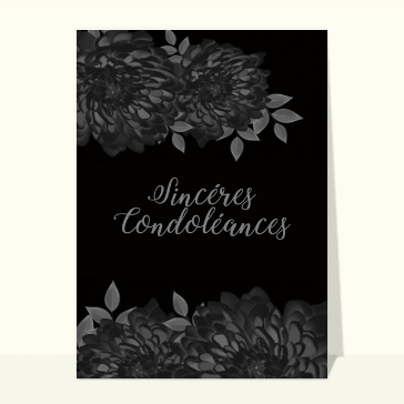 carte condoléances : Sincères condoléances design sobre et chrysanthèmes