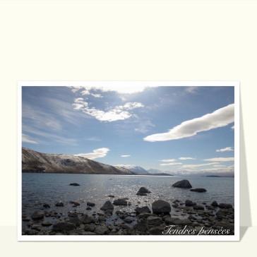 carte condoléances : Tendres pensées paysage de Nouvelle Zélande