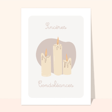 carte condoléances : Condoléances bougies aux douces couleurs