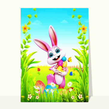 Pâques : Le lapin joyeux et tous les oeufs
