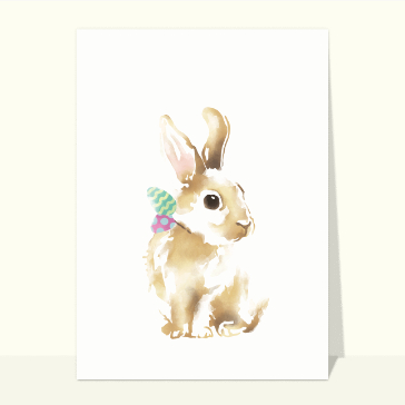 Religieux, saints et fêtes diverses : Aquarelle de lapin de Pâques