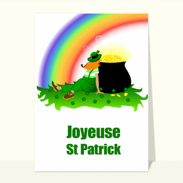 Carte Saint Patrick : Joyeuse St Patrick avec un arc en ciel
