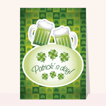 Carte Saint Patrick : Des trèfles et de la bière
