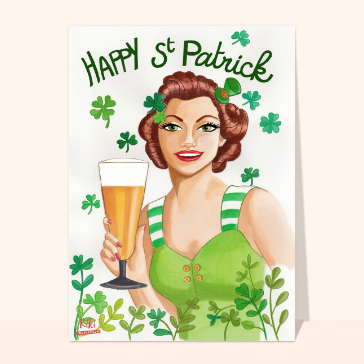 Carte Saint Patrick : Happy St Patrick et bonne bière