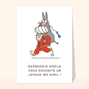 carte 1er avril : Nasr Eddin Hodja et son âne
