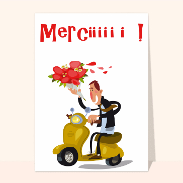 carte remerciement : Merci en scooter