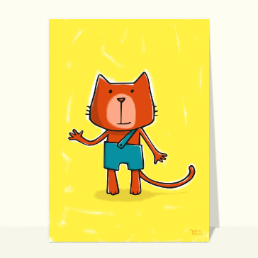 Carte Un bonjour du chat roux