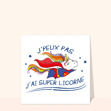 Carte divers : Super Licorne, héroïne colorée et joyeuse