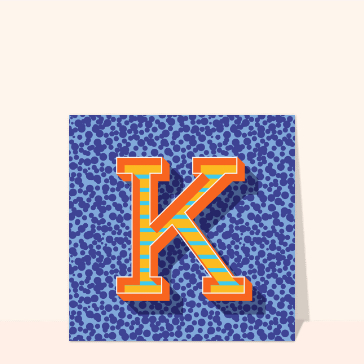 Carte abécédaire : Un K sur du bleu