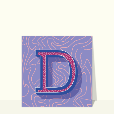 Carte abécédaire : Un D en violet