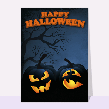 Carte Halloween pour enfant : Happy halloween des vilaines citrouilles 