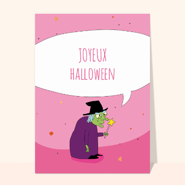 Carte Halloween pour enfant : La petite sorcière d'halloween