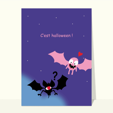 Carte Halloween pour enfant : C'est halloween pour les chauves-souris