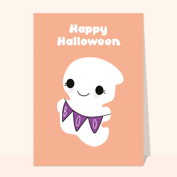 Carte Halloween pour enfant : Boo le petit fantôme de halloween