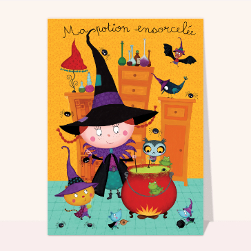 Carte Halloween pour enfant : Potion de sorcière pour Halloween