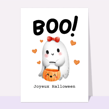 Carte Halloween pour enfant : Boo le petit fantôme