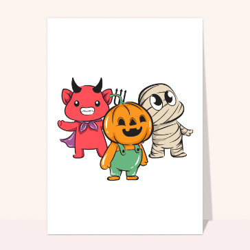 Autres cartes... : Trois petits monstres d`halloween