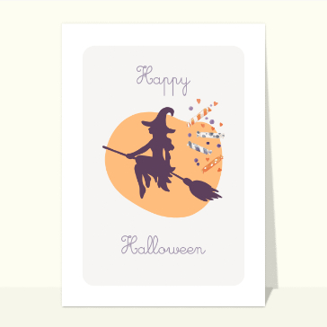 Autres cartes... : Happy halloween sorcière sur son balai