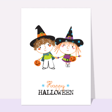 Carte Halloween pour enfant : Dessin d`enfant happy halloween