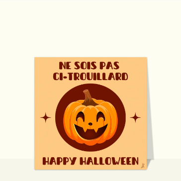 Carte joyeux halloween : Citrouille malicieuse et rires d'Halloween