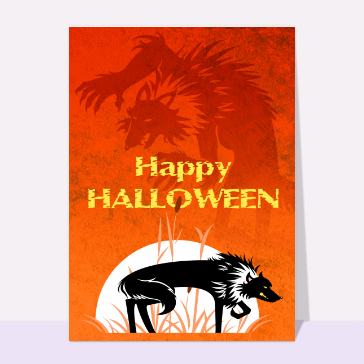carte halloween : Loup happy halloween