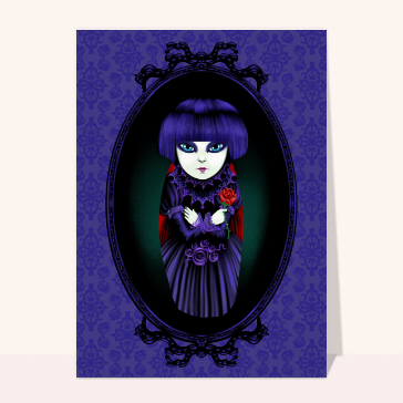 carte halloween : Gothique aux yeux violets