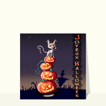 Autres cartes... : Halloween petit chat momie