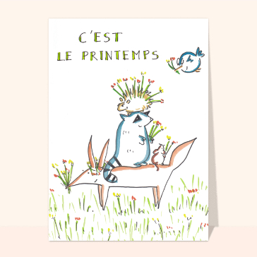Carte de Mai : Petits animaux du printemps