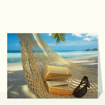Carte postale de Juillet et d'été : Carte postale sieste sur la plage