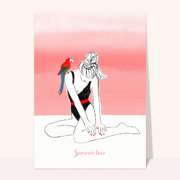 Carte postale de Juillet et d'été : Carte postale Summer love