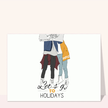 Carte postale de Juillet et d'été : Let`s Go to Holidays