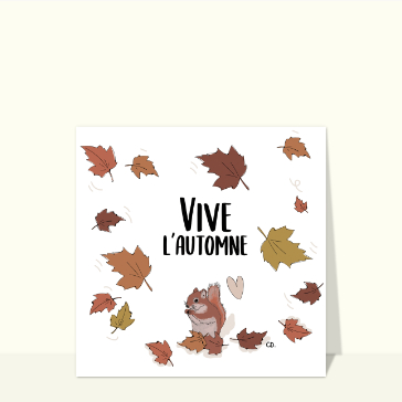Carte d'octobre : Petit écureuil d`automne