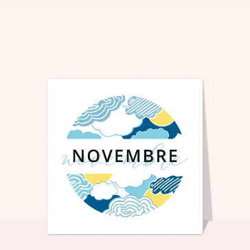 Carte En Novembre et ciel d`automne blanc