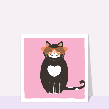 Carte Chat heureux en vacances avec lunettes de soleil