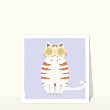 Carte Chat relaxé avec lunettes pour des vacances ensoleillées