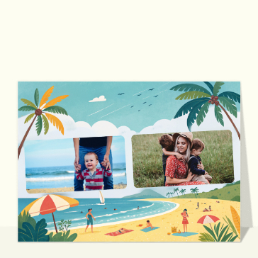 Carte Plage paradisiaque et soleil d'été