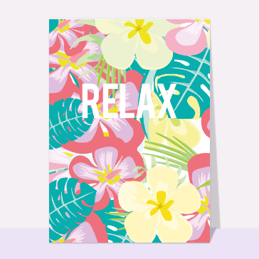 Carte postale d'août et vacances : Relax des fleurs pour l'été