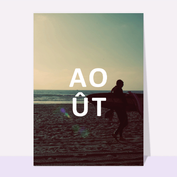 Carte postale d'août et vacances : Mois d'août à la plage