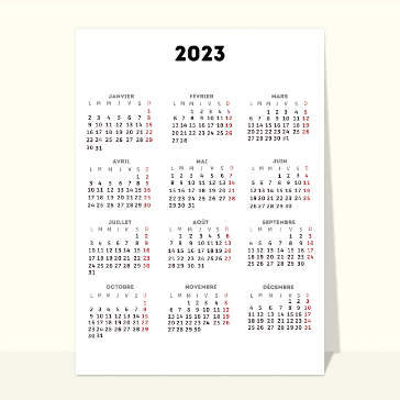 Pour chaque mois : Calendrier 2024 blanc