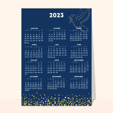 Pour chaque mois : Calendrier 2024 colombe