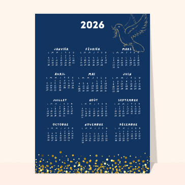 Carte calendrier : Calendrier 2026 avec oiseaux en vol élégant