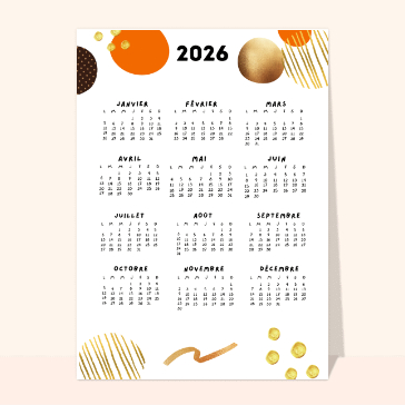 Carte calendrier : Calendrier 2026 moderne et coloré