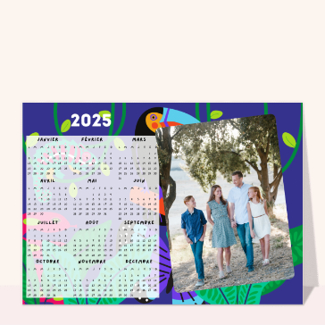 Carte calendrier : Calendrier 2026 toucan et nature colorée