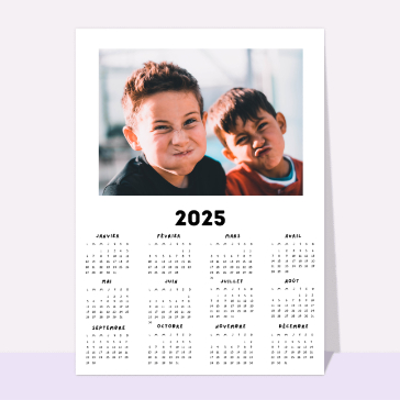 Carte calendrier : Calendrier 2026 minimaliste en noir et blanc