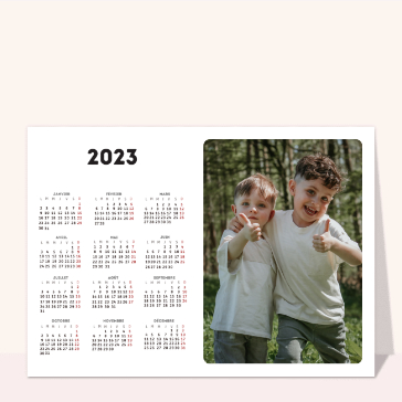 Pour chaque mois : Calendrier 2024 blanc horizontal