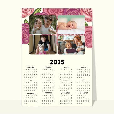 Carte calendrier : Roses colorées pour un calendrier 2026