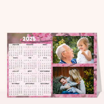 Carte calendrier : Calendrier 2026 harmonieux avec cerisiers