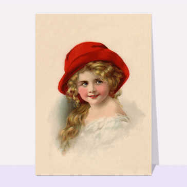 Carte ancienne Sainte Catherine : Petite Catherine au chapeau rouge